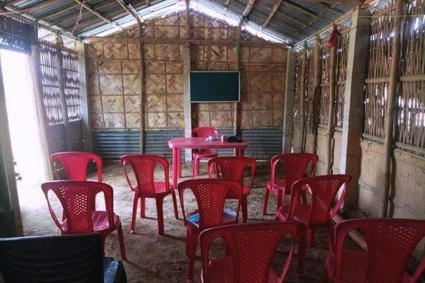 Bamboo hall set up for a library session